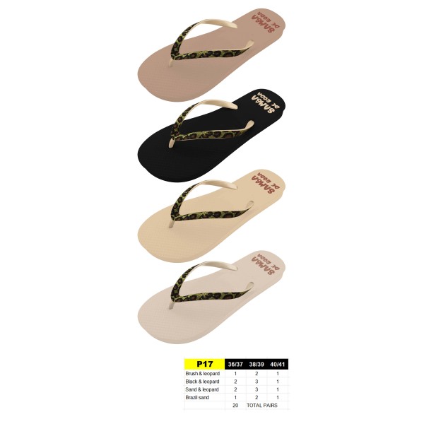 P17 - Tongs Femme Léopard Paillettes - du 36 au 41 - 4 couleurs - 20 paires